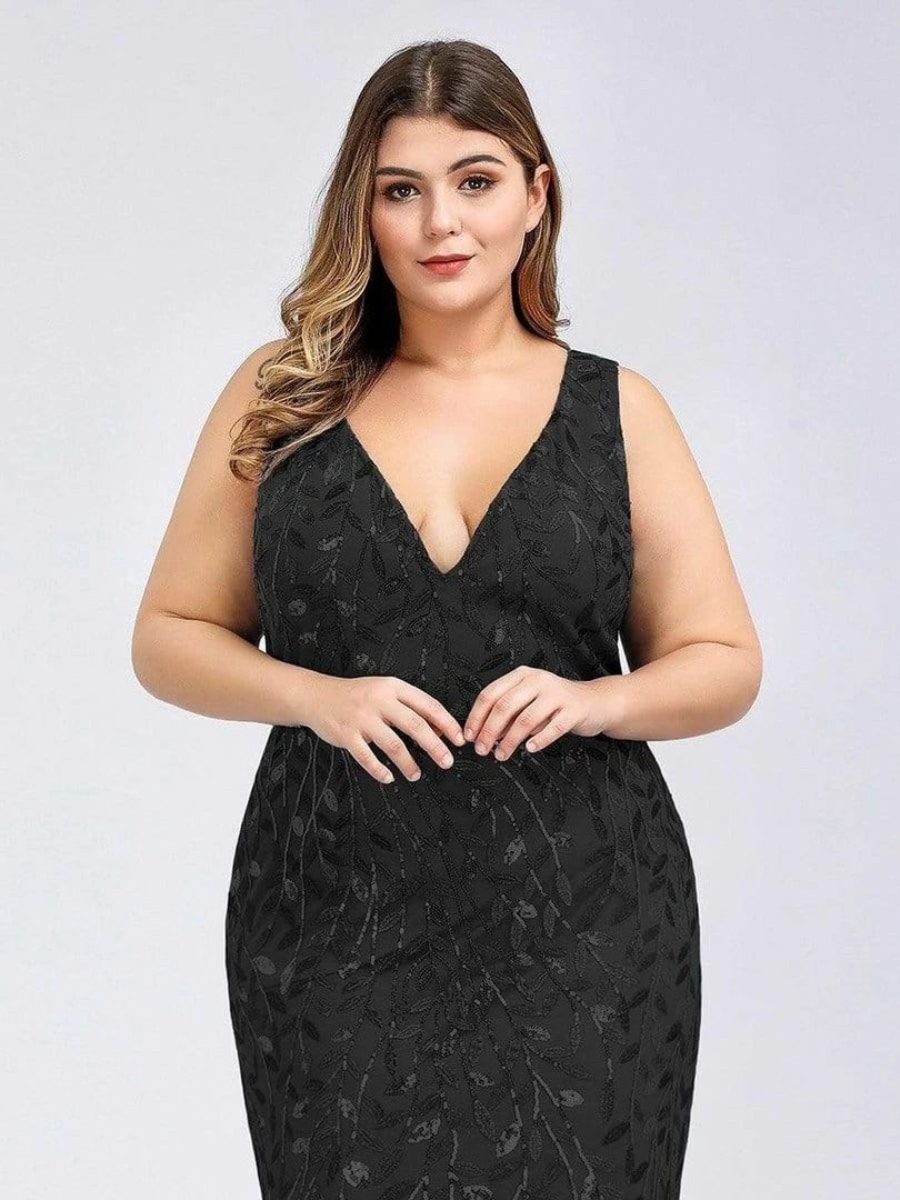 Ever-Pretty US Plus Size Double V-Neck Fishtail Sequin Formal Maxi Evening Dress 36 Ever-Pretty US Plus Size Double V-Neck Fishtail Sequin Formal Maxi Evening Dress