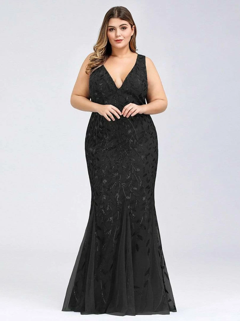 Ever-Pretty US Plus Size Double V-Neck Fishtail Sequin Formal Maxi Evening Dress 32 Ever-Pretty US Plus Size Double V-Neck Fishtail Sequin Formal Maxi Evening Dress