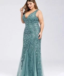 Ever-Pretty US Plus Size Maxi Sequin Formal Dresses & Gowns