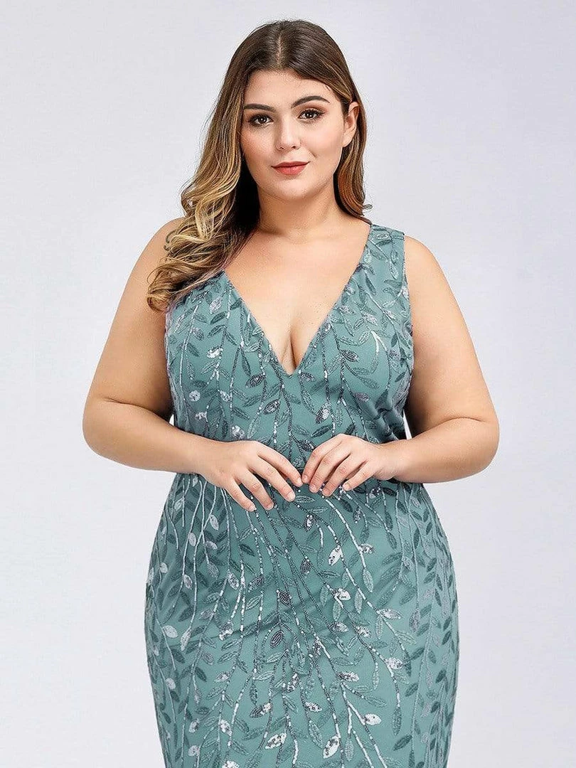 Ever-Pretty US Plus Size Double V-Neck Fishtail Sequin Formal Maxi Evening Dress 41 Ever-Pretty US Plus Size Double V-Neck Fishtail Sequin Formal Maxi Evening Dress