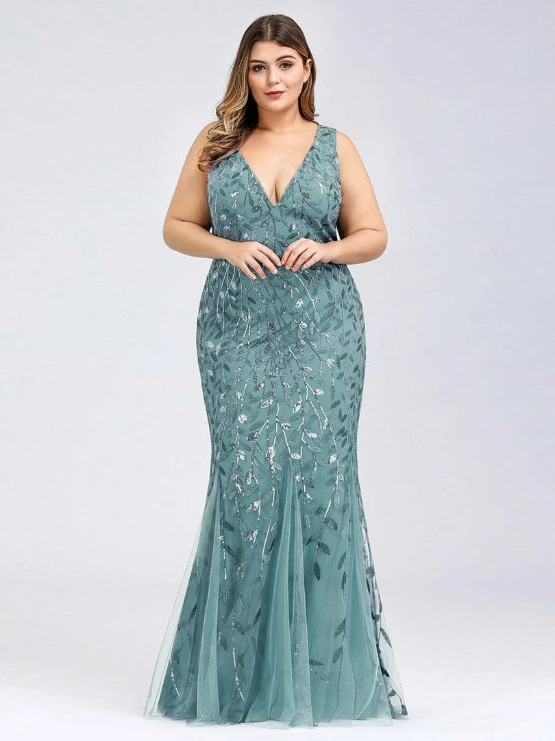 Ever-Pretty US Plus Size Double V-Neck Fishtail Sequin Formal Maxi Evening Dress 37 Ever-Pretty US Plus Size Double V-Neck Fishtail Sequin Formal Maxi Evening Dress
