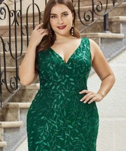 Ever-Pretty US Plus Size Double V-Neck Fishtail Sequin Formal Maxi Evening Dress 94 Ever-Pretty US Plus Size Double V-Neck Fishtail Sequin Formal Maxi Evening Dress