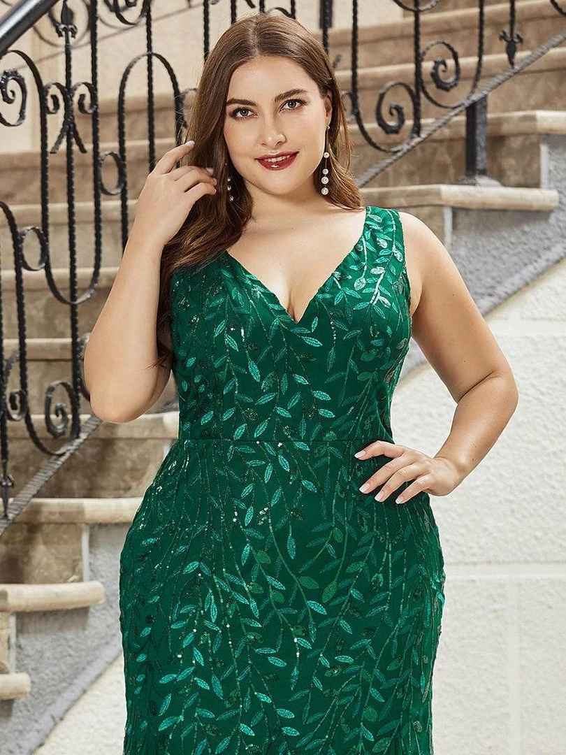 Ever-Pretty US Plus Size Double V-Neck Fishtail Sequin Formal Maxi Evening Dress 45 Ever-Pretty US Plus Size Double V-Neck Fishtail Sequin Formal Maxi Evening Dress