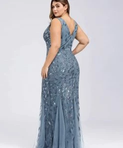 Ever-Pretty US Plus Size Maxi Sequin Formal Dresses & Gowns