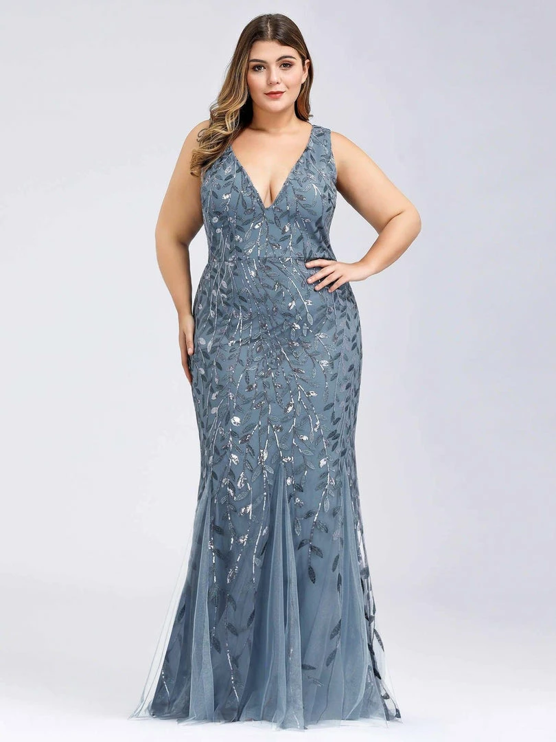 Ever-Pretty US Plus Size Double V-Neck Fishtail Sequin Formal Maxi Evening Dress 18 Ever-Pretty US Plus Size Double V-Neck Fishtail Sequin Formal Maxi Evening Dress