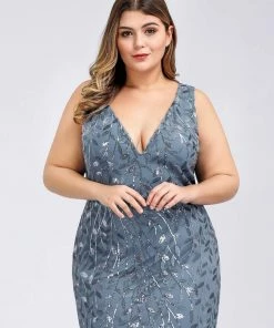Ever-Pretty US Plus Size Double V-Neck Fishtail Sequin Formal Maxi Evening Dress 65 Ever-Pretty US Plus Size Double V-Neck Fishtail Sequin Formal Maxi Evening Dress