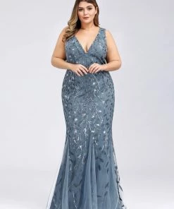 Ever-Pretty US Plus Size Double V-Neck Fishtail Sequin Formal Maxi Evening Dress 61 Ever-Pretty US Plus Size Double V-Neck Fishtail Sequin Formal Maxi Evening Dress