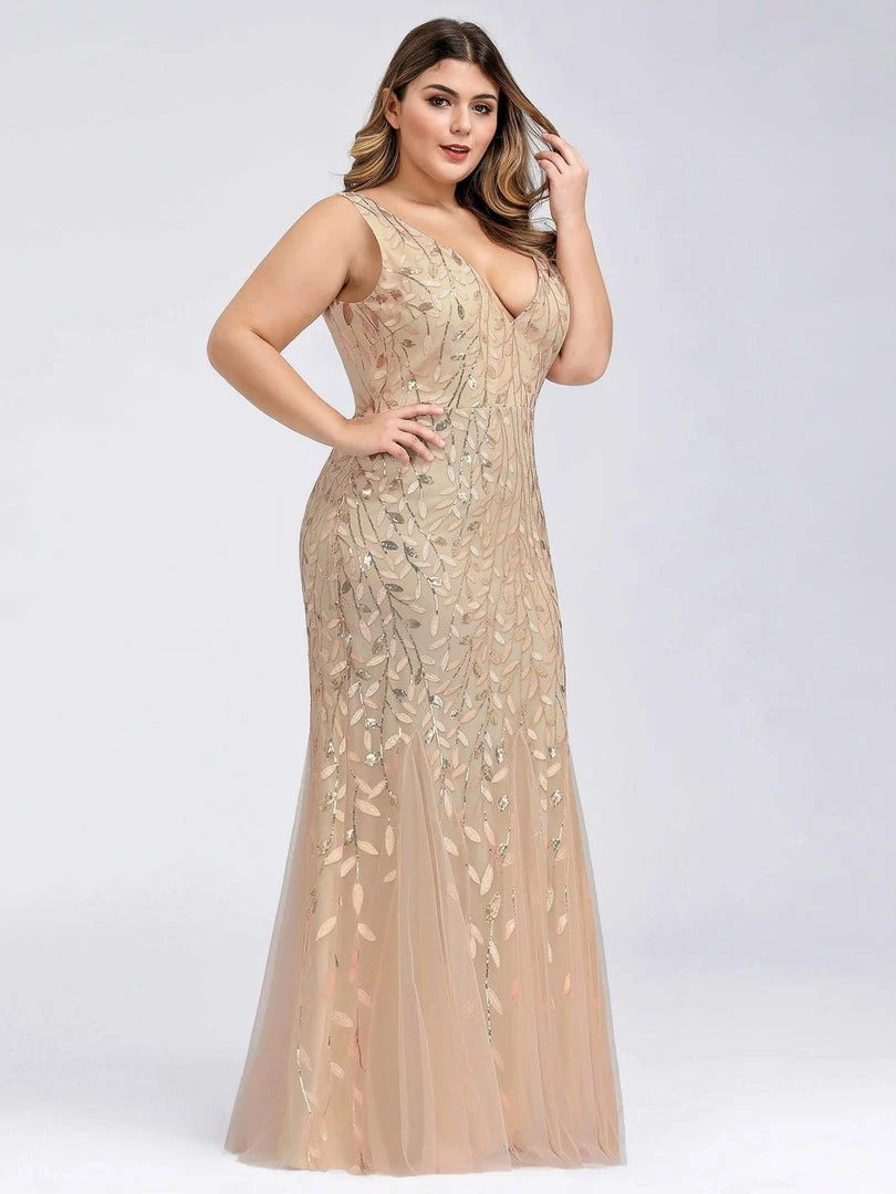 Ever-Pretty US Plus Size Double V-Neck Fishtail Sequin Formal Maxi Evening Dress 22 Ever-Pretty US Plus Size Double V-Neck Fishtail Sequin Formal Maxi Evening Dress