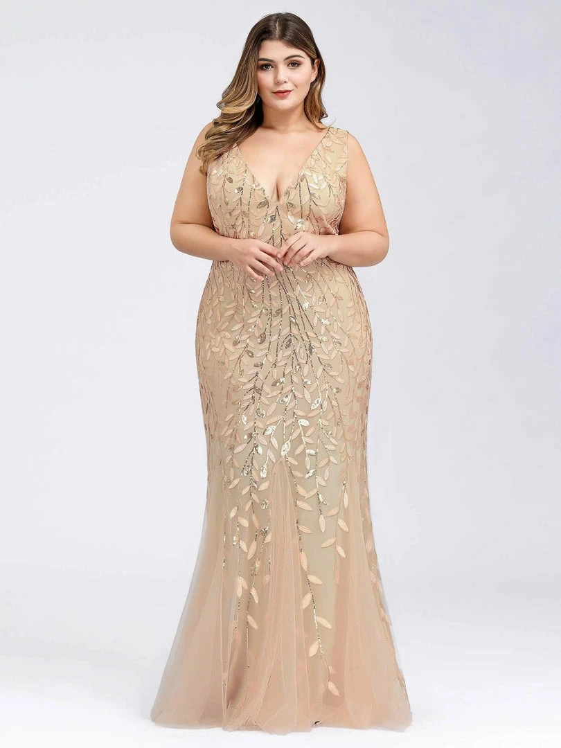 Ever-Pretty US Plus Size Double V-Neck Fishtail Sequin Formal Maxi Evening Dress 19 Ever-Pretty US Plus Size Double V-Neck Fishtail Sequin Formal Maxi Evening Dress