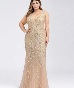 Ever-Pretty US Women's Double V-Neck Fishtail Sequin Evening Dress
