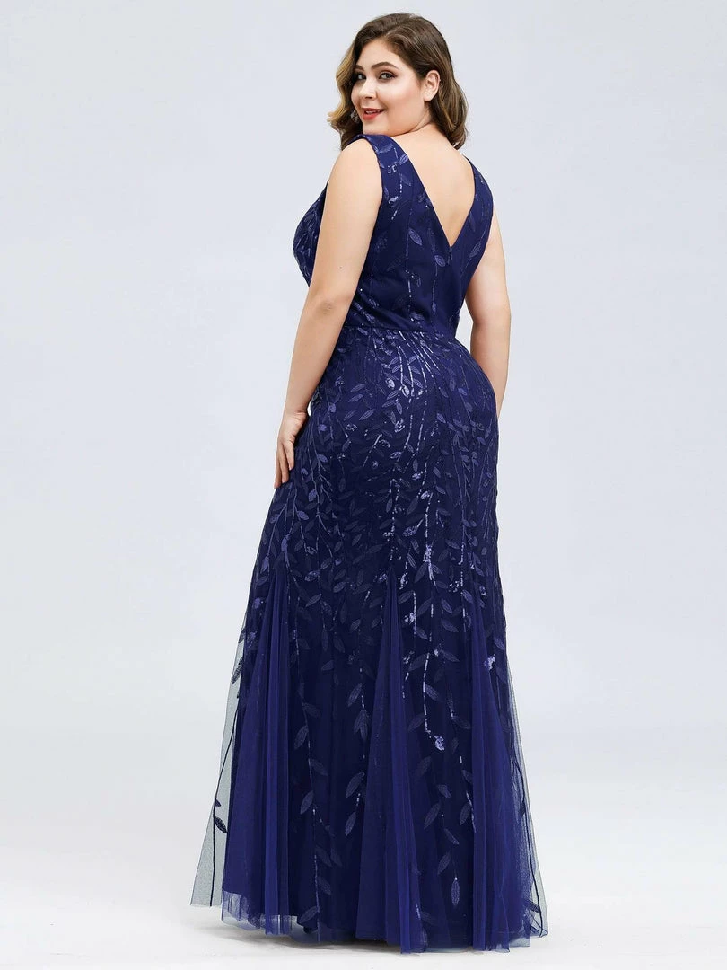 Ever-Pretty US Plus Size Double V-Neck Fishtail Sequin Formal Maxi Evening Dress 8 Ever-Pretty US Plus Size Double V-Neck Fishtail Sequin Formal Maxi Evening Dress