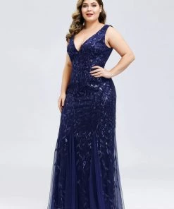 Ever-Pretty US Plus Size Double V-Neck Fishtail Sequin Formal Maxi Evening Dress 59 Ever-Pretty US Plus Size Double V-Neck Fishtail Sequin Formal Maxi Evening Dress