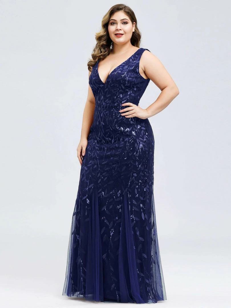 Ever-Pretty US Plus Size Double V-Neck Fishtail Sequin Formal Maxi Evening Dress 10 Ever-Pretty US Plus Size Double V-Neck Fishtail Sequin Formal Maxi Evening Dress