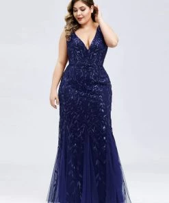 Ever-Pretty US Plus Size Maxi Sequin Formal Dresses & Gowns