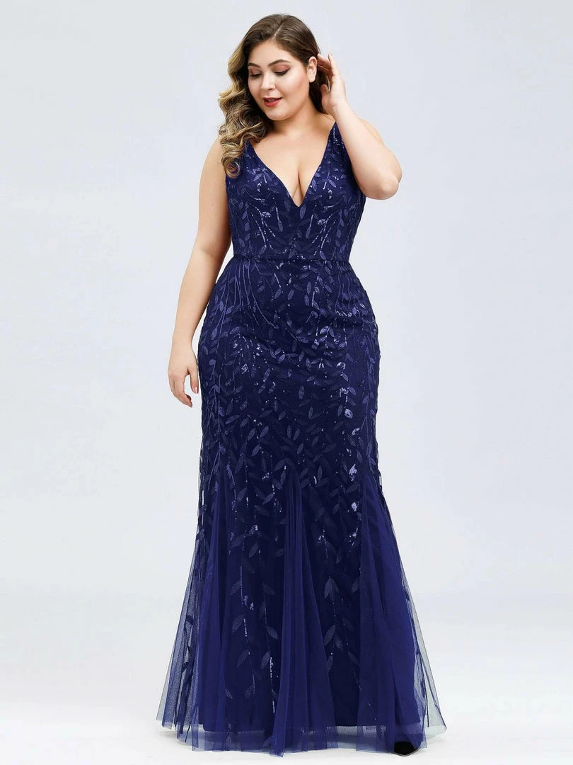 Ever-Pretty US Plus Size Double V-Neck Fishtail Sequin Formal Maxi Evening Dress 11 Ever-Pretty US Plus Size Double V-Neck Fishtail Sequin Formal Maxi Evening Dress