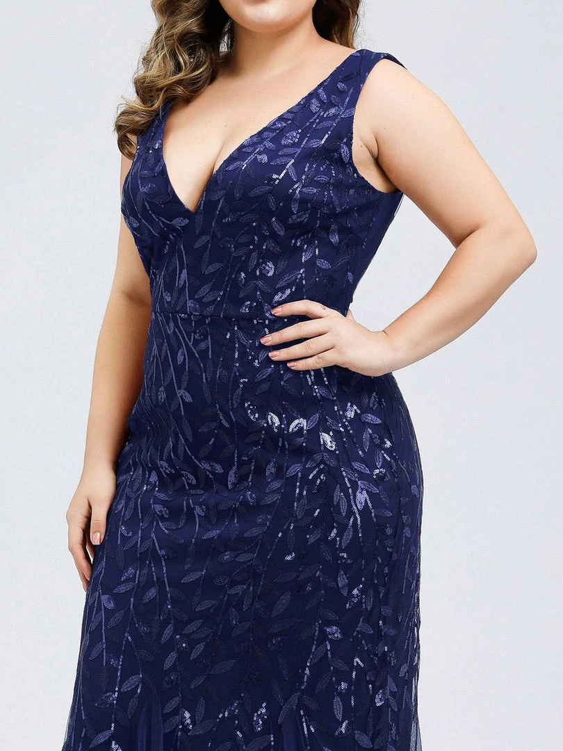 Ever-Pretty US Plus Size Double V-Neck Fishtail Sequin Formal Maxi Evening Dress 9 Ever-Pretty US Plus Size Double V-Neck Fishtail Sequin Formal Maxi Evening Dress