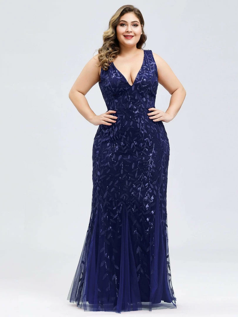 Ever-Pretty US Plus Size Double V-Neck Fishtail Sequin Formal Maxi Evening Dress 7 Ever-Pretty US Plus Size Double V-Neck Fishtail Sequin Formal Maxi Evening Dress