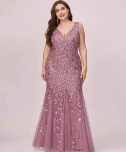 Ever-Pretty US Plus Size Double V-Neck Fishtail Sequin Formal Maxi Evening Dress 80 Ever-Pretty US Plus Size Double V-Neck Fishtail Sequin Formal Maxi Evening Dress