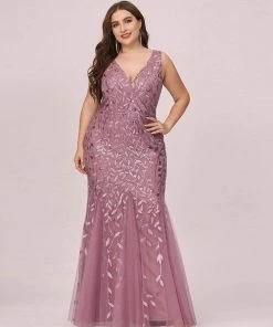 Ever-Pretty US Plus Size Double V-Neck Fishtail Sequin Formal Maxi Evening Dress 77 Ever-Pretty US Plus Size Double V-Neck Fishtail Sequin Formal Maxi Evening Dress