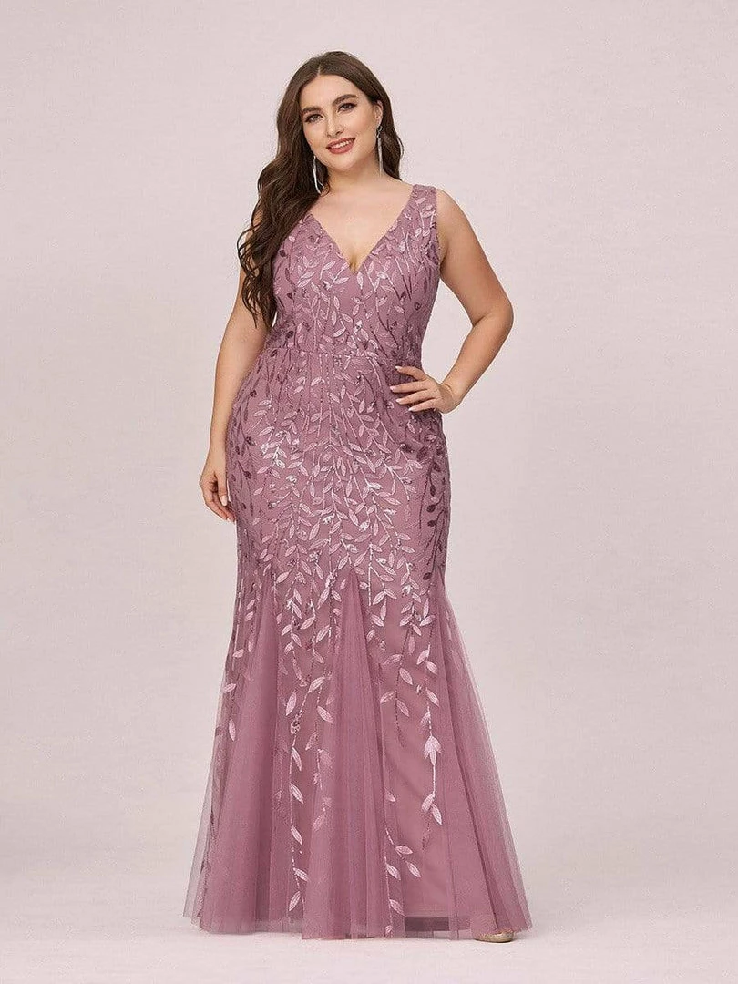 Ever-Pretty US Plus Size Double V-Neck Fishtail Sequin Formal Maxi Evening Dress 28 Ever-Pretty US Plus Size Double V-Neck Fishtail Sequin Formal Maxi Evening Dress