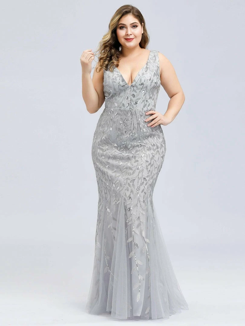Ever-Pretty US Plus Size Double V-Neck Fishtail Sequin Formal Maxi Evening Dress 24 Ever-Pretty US Plus Size Double V-Neck Fishtail Sequin Formal Maxi Evening Dress