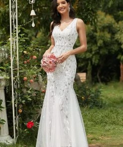 Ever-Pretty US Women's Double V-Neck Fishtail Sequin Evening Dress