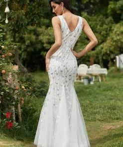 Ever-Pretty US Women's Double V-Neck Fishtail Sequin Evening Dress