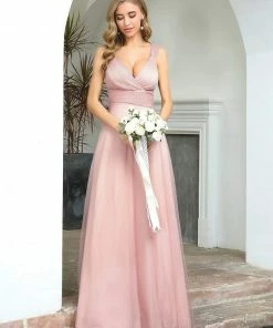 Ever-Pretty US Women's V-Neck Floor Length Sparkling Tulle Bridesmaid Dress SHOP BY LENGTH