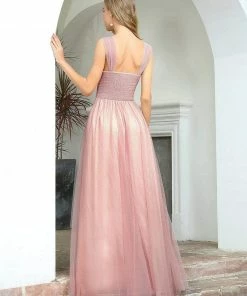 Ever-Pretty US Women's V-Neck Floor Length Sparkling Tulle Bridesmaid Dress SHOP BY LENGTH
