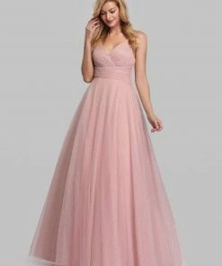 Ever-Pretty US Women's V-Neck Floor Length Sparkling Tulle Bridesmaid Dress SHOP BY LENGTH