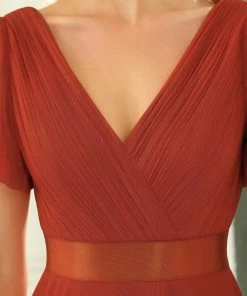 Ever-Pretty US V-Neck Floor-Length Short Sleeve Tulle Bridesmaid Dresses Party Dresses