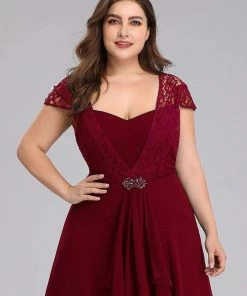 Ever-Pretty US SHOP BY OCCASION Plus Size Cap Sleeve Maxi Evening Dress For Wedding Guest