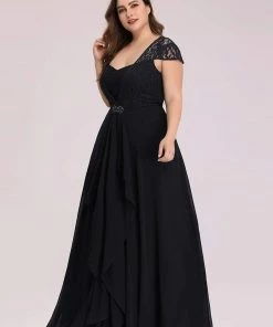 Ever-Pretty US SHOP BY OCCASION Plus Size Cap Sleeve Maxi Evening Dress For Wedding Guest