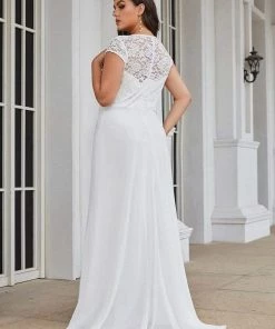 Ever-Pretty US SHOP BY OCCASION Plus Size Cap Sleeve Maxi Evening Dress For Wedding Guest