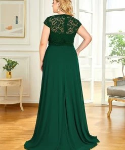 Ever-Pretty US SHOP BY OCCASION Plus Size Cap Sleeve Maxi Evening Dress For Wedding Guest