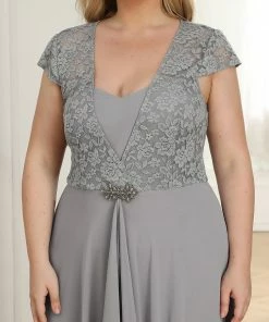 Ever-Pretty US SHOP BY OCCASION Plus Size Cap Sleeve Maxi Evening Dress For Wedding Guest