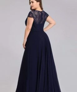 Ever-Pretty US SHOP BY OCCASION Plus Size Cap Sleeve Maxi Evening Dress For Wedding Guest