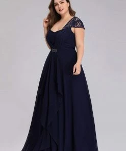 Ever-Pretty US SHOP BY OCCASION Plus Size Cap Sleeve Maxi Evening Dress For Wedding Guest