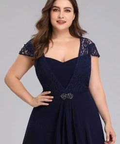Ever-Pretty US SHOP BY OCCASION Plus Size Cap Sleeve Maxi Evening Dress For Wedding Guest