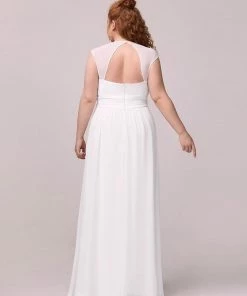Ever-Pretty US Summer Dresses 2022 Plus Size Sleeveless Grecian Style Simple Wedding Dress