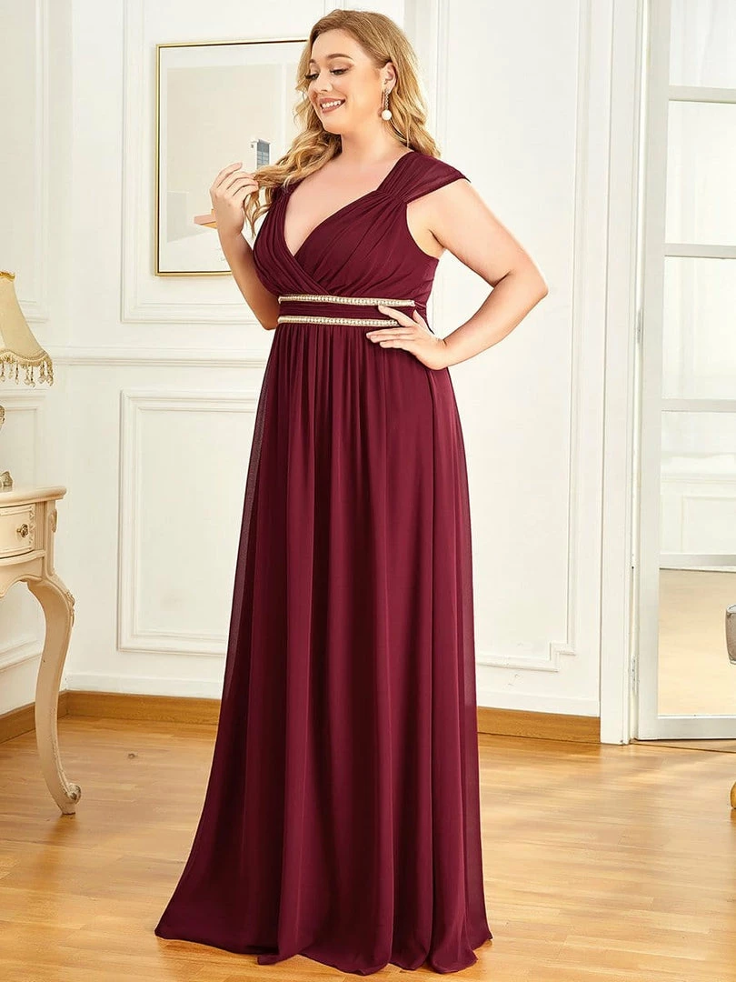 Ever-Pretty US Plus Size V-Neck Sleeveless Beaded Belt Chiffon A-Line Evening Dress 3 Ever-Pretty US Plus Size V-Neck Sleeveless Beaded Belt Chiffon A-Line Evening Dress