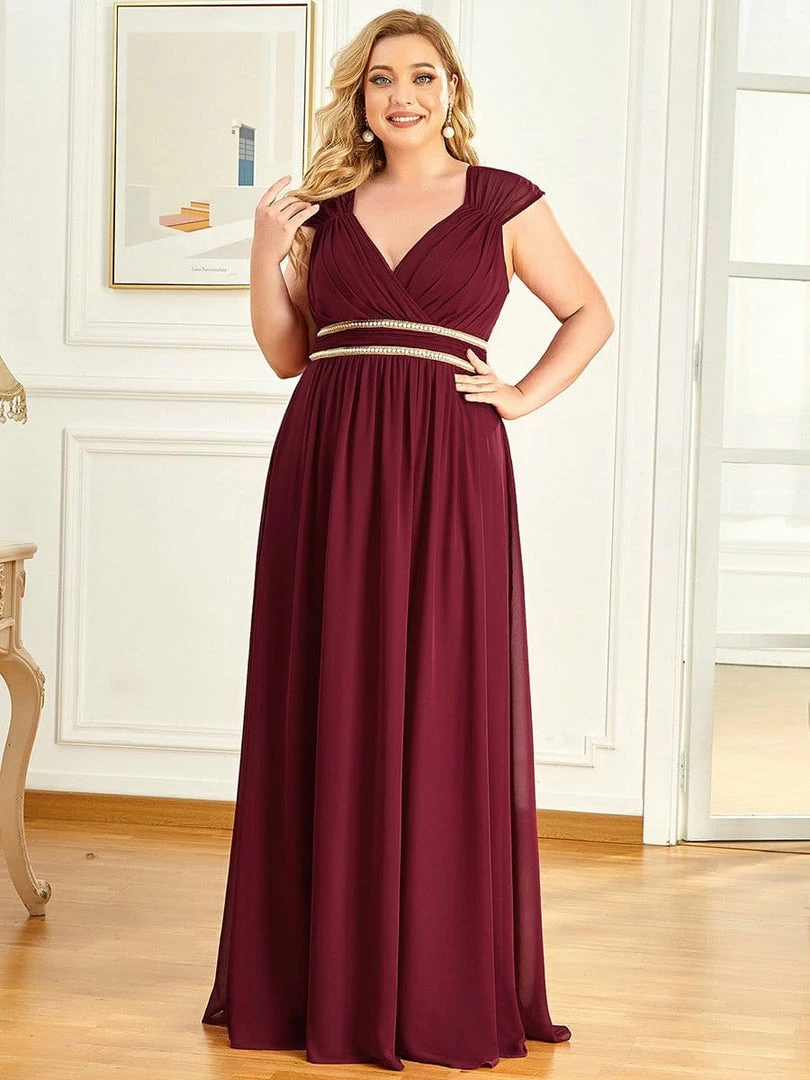 Ever-Pretty US Plus Size V-Neck Sleeveless Beaded Belt Chiffon A-Line Evening Dress 4 Ever-Pretty US Plus Size V-Neck Sleeveless Beaded Belt Chiffon A-Line Evening Dress