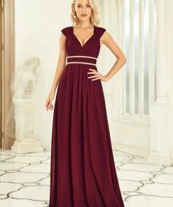 Ever-Pretty US Custom Size V-Neck Sleeveless Beaded Belt Chiffon A-Line Evening Dress