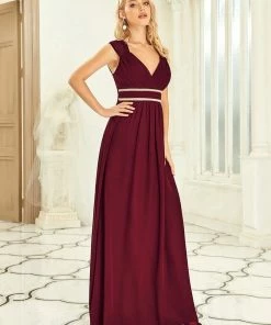 Ever-Pretty US Custom Size V-Neck Sleeveless Beaded Belt Chiffon A-Line Evening Dress