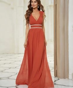 Ever-Pretty US V-Neck Sleeveless Beaded Belt Chiffon A-Line Evening Dress SHOP BY OCCASION