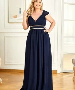 Ever-Pretty US Plus Size V-Neck Sleeveless Beaded Belt Chiffon A-Line Evening Dress 26 Ever-Pretty US Plus Size V-Neck Sleeveless Beaded Belt Chiffon A-Line Evening Dress