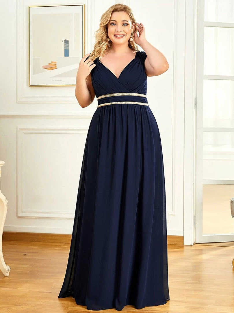 Ever-Pretty US Plus Size V-Neck Sleeveless Beaded Belt Chiffon A-Line Evening Dress 9 Ever-Pretty US Plus Size V-Neck Sleeveless Beaded Belt Chiffon A-Line Evening Dress