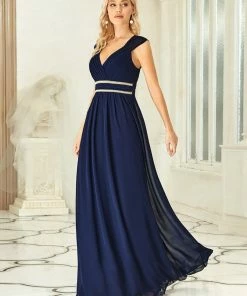 Ever-Pretty US V-Neck Sleeveless Beaded Belt Chiffon A-Line Evening Dress SHOP BY OCCASION