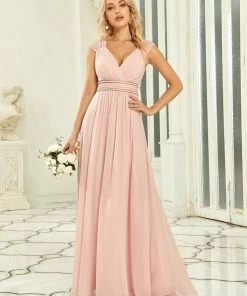 Ever-Pretty US V-Neck Sleeveless Beaded Belt Chiffon A-Line Evening Dress SHOP BY OCCASION