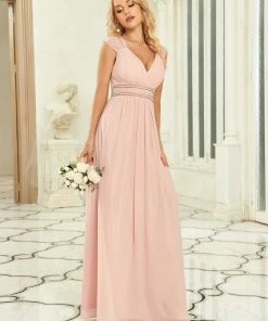 Ever-Pretty US V-Neck Sleeveless Beaded Belt Chiffon A-Line Evening Dress SHOP BY OCCASION